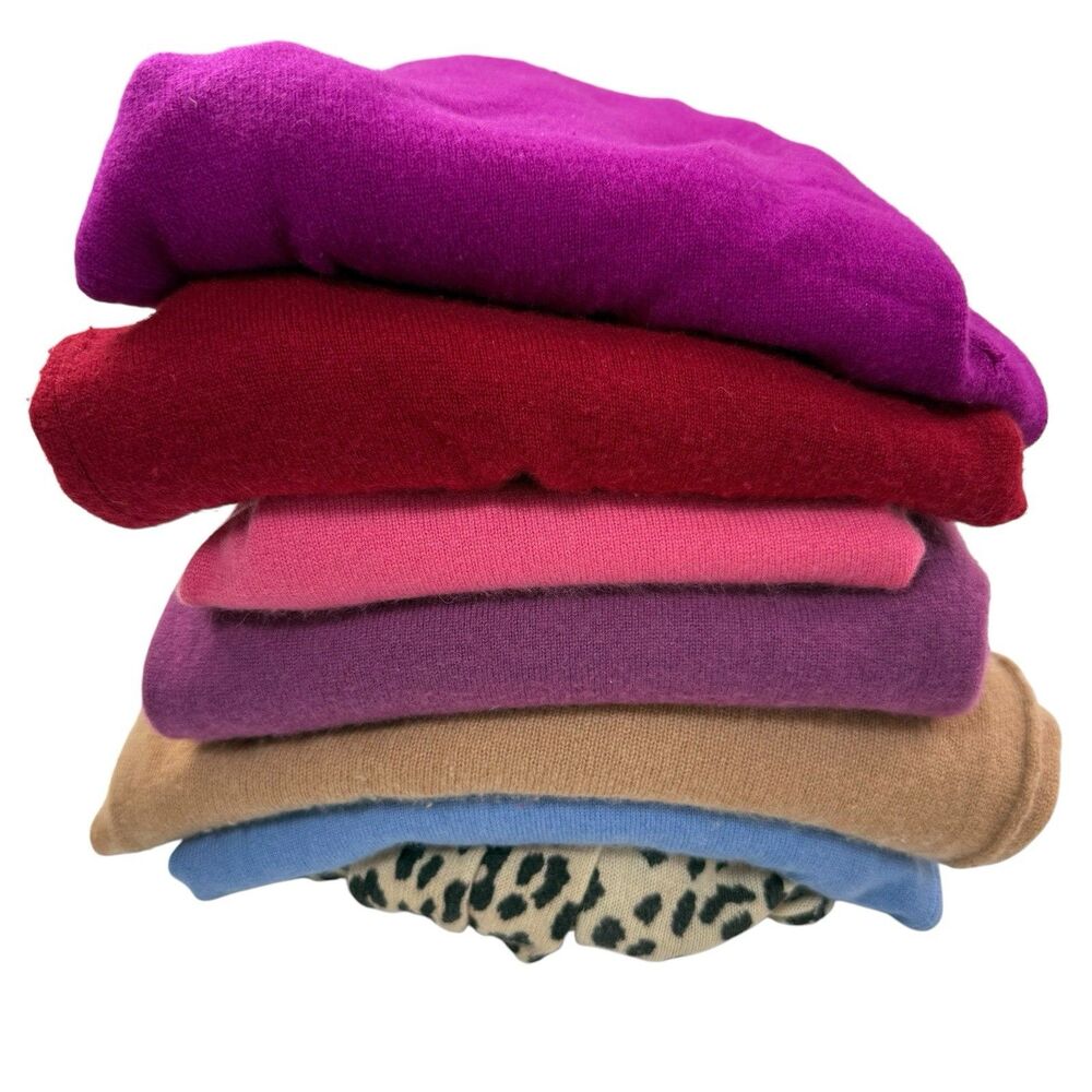 7 Piece Lot 100% Cashmere Sweater Craft Cutter Repurpose Recycle Pink Leopard